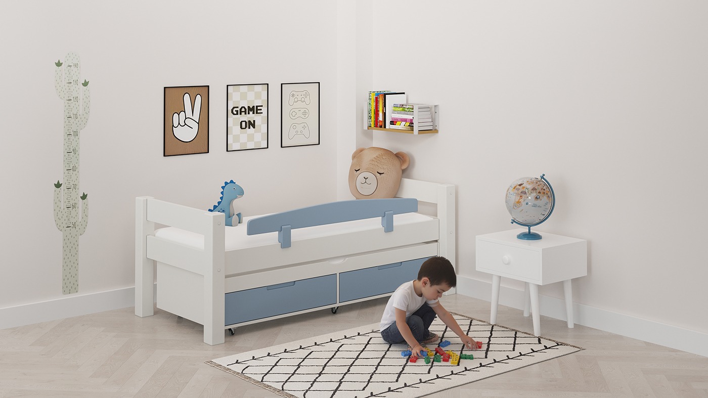 מיטת ילדים טורה רוחב 90 ס"מ | צבע לבן