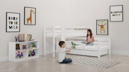 מיטת קומותיים עם מיטת חבר בצורת L