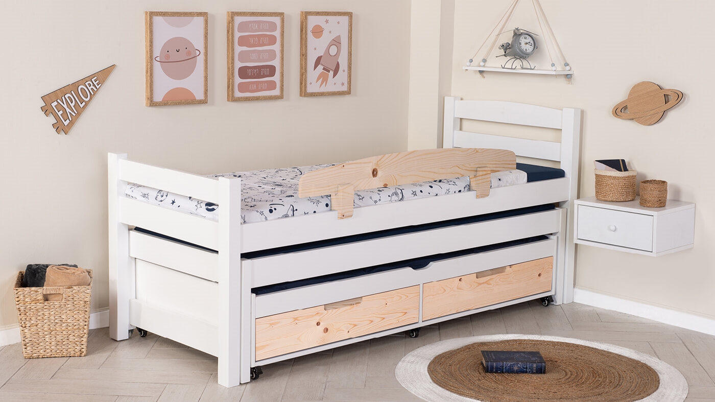 מיטת ילדים אופיר משולשת (עם מגירות)