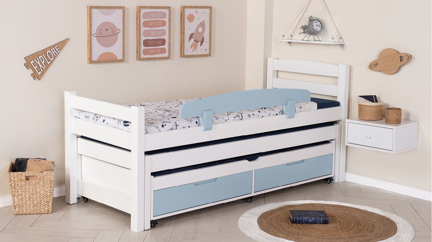 מיטת ילדים אופיר משולשת (עם מגירות)