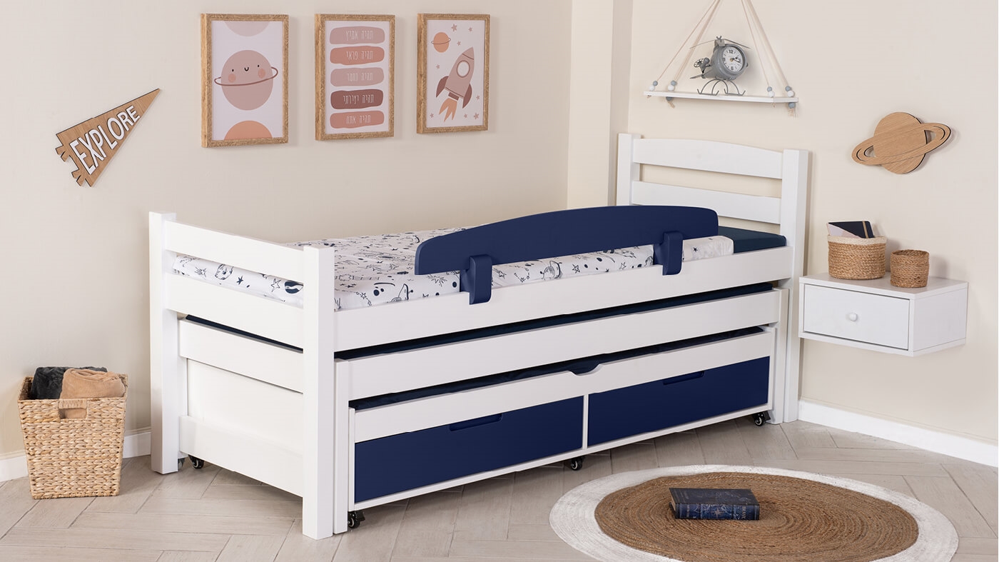 מיטת ילדים אופיר משולשת (עם מגירות)