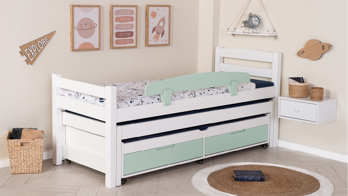 מיטת ילדים אופיר משולשת (עם מגירות)