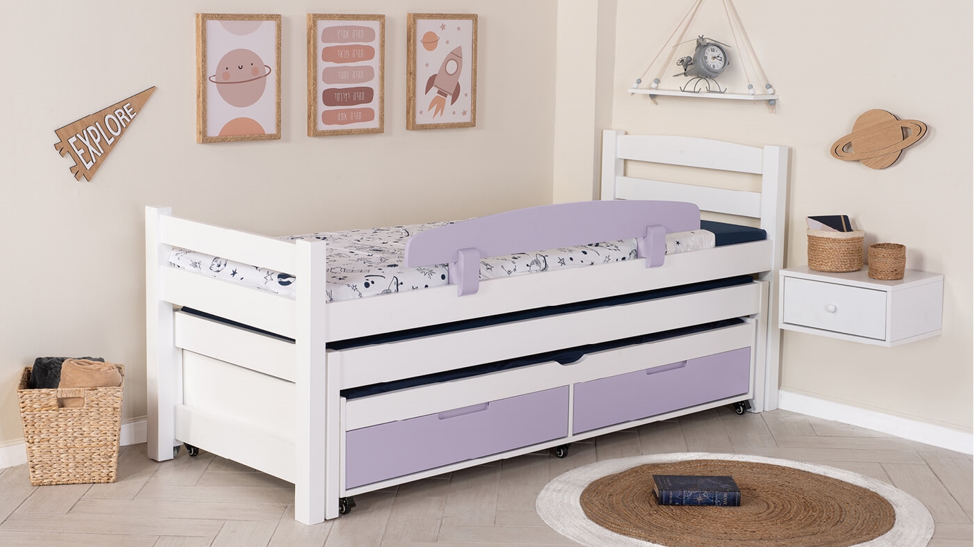 מיטת ילדים אופיר משולשת (עם מגירות)