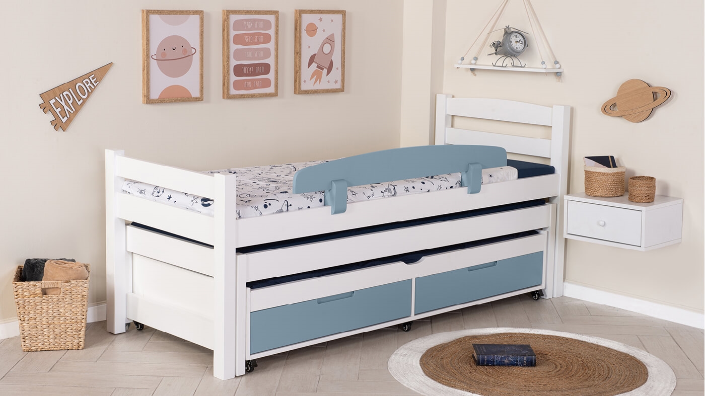 מיטת ילדים אופיר משולשת (עם מגירות)