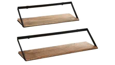 זוג מדפי עץ בשילוב מתכת