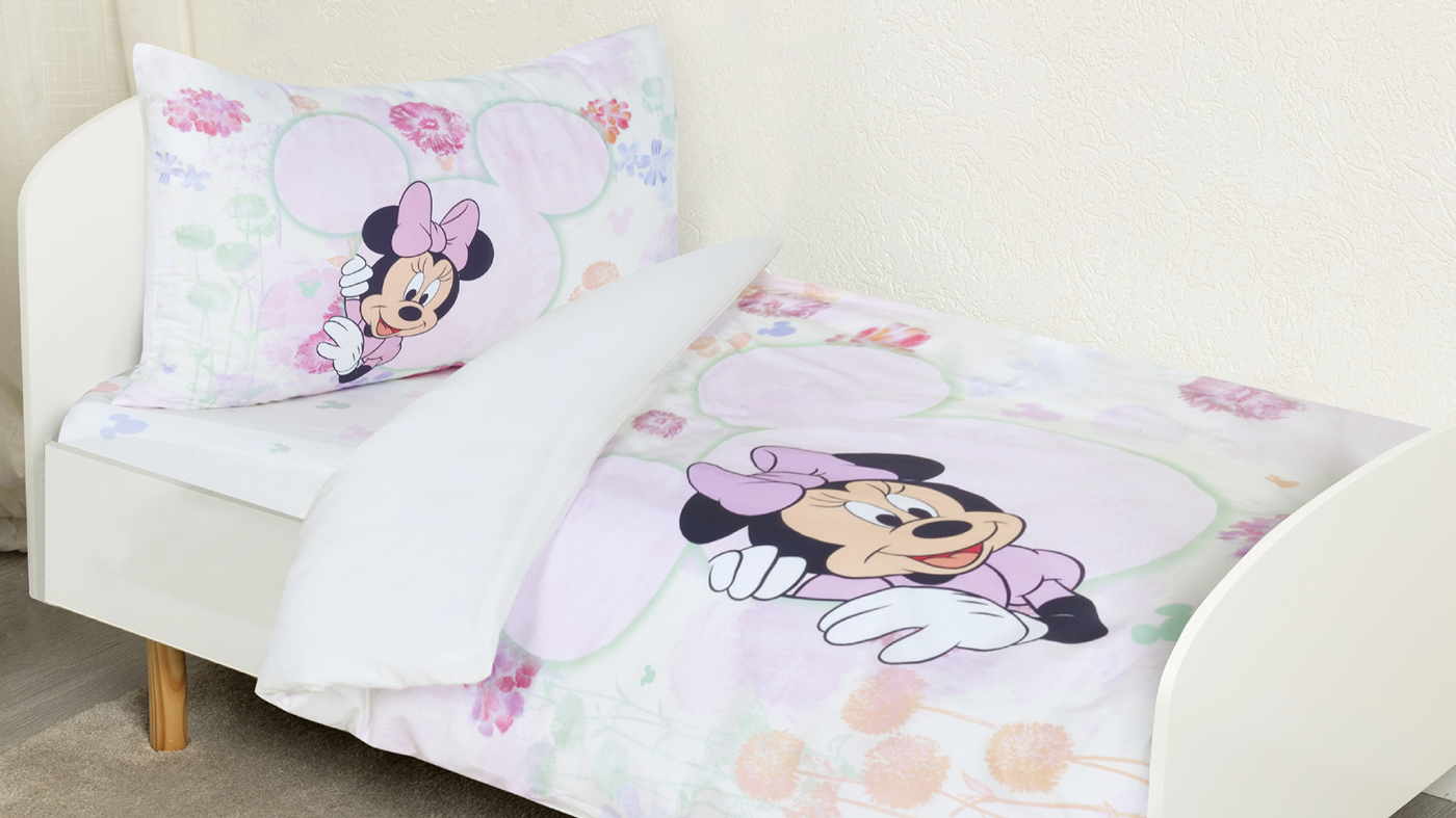 סט מצעים למיטת מעבר | Minnie flowers