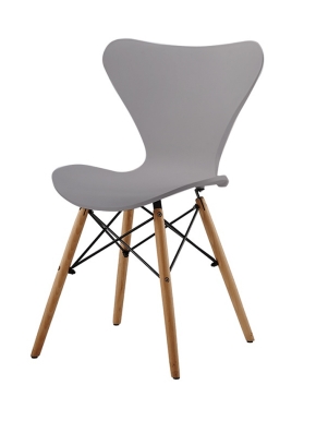כסא פלסטיק טוסקנה בצבע אפור | רגלי עץ