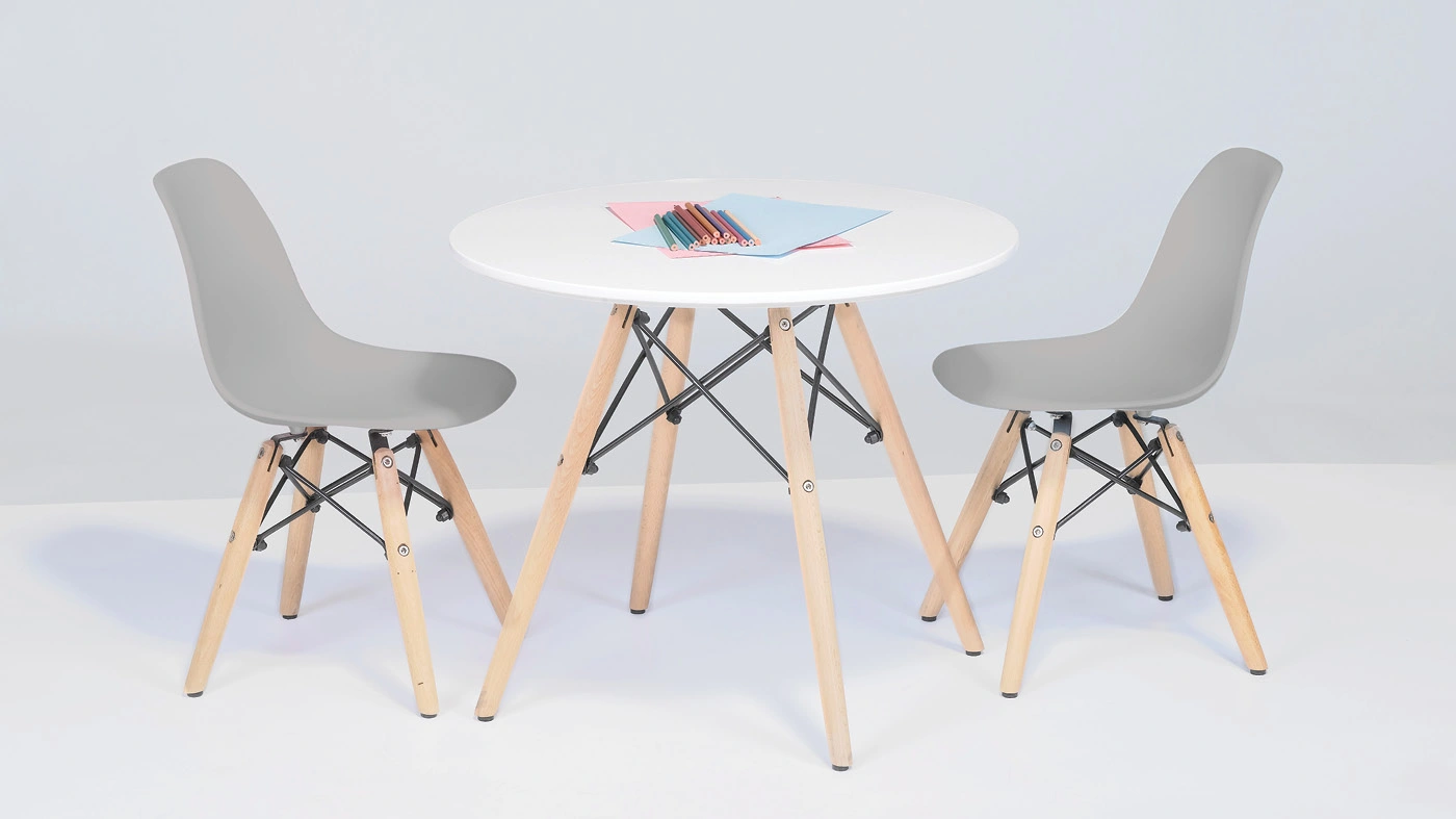 סט שולחן יצירה עגול ו-2 כסאות