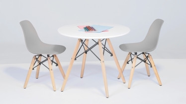 סט שולחן יצירה עגול ו-2 כסאות