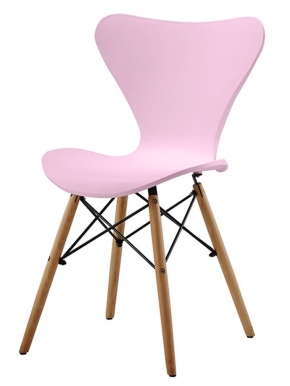 כסא פלסטיק טוסקנה בצבע ורוד | רגלי עץ