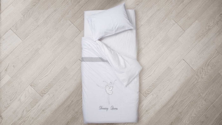 סט מצעים למיטת יחיד בצבע בלרינה לבן