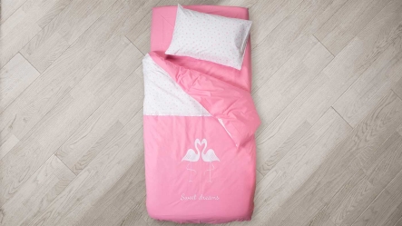 סט מצעים למיטת יחיד בצבע פלמינגו ורוד