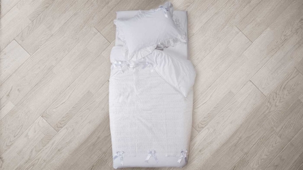 סט מצעים למיטת יחיד תחרה לבן