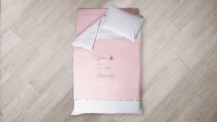 סט מצעים למיטה וחצי | כוכבים ורוד