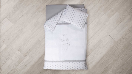 סט מצעים למיטה וחצי | כוכבים אפור