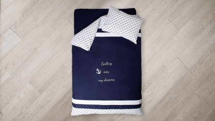 סט מצעים למיטה וחצי | עוגנים כחול