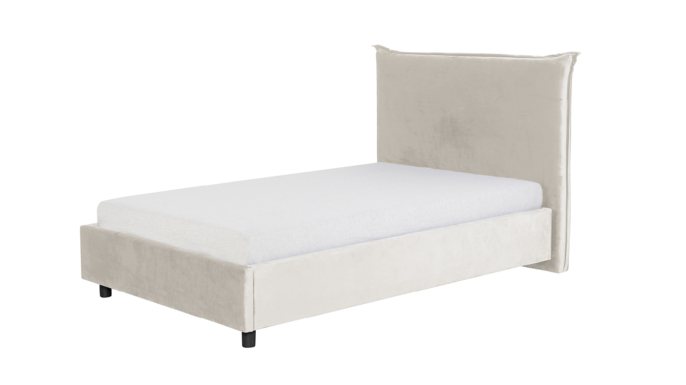 מיטה מרופדת וחצי אביב צבע שמנת | כולל ארגז מצעים