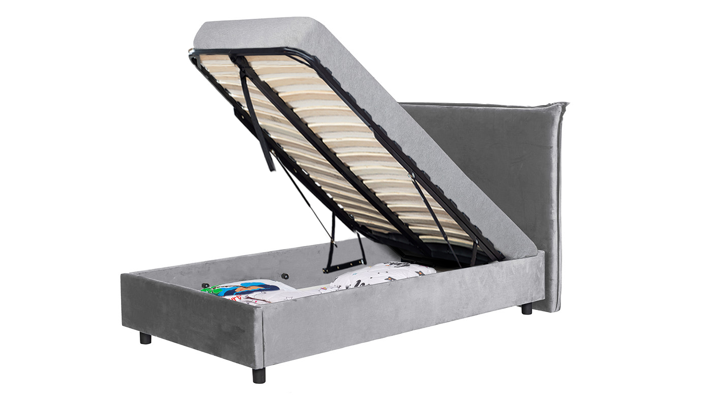 מיטת ילדים מרופדת אביב | צבע אפור