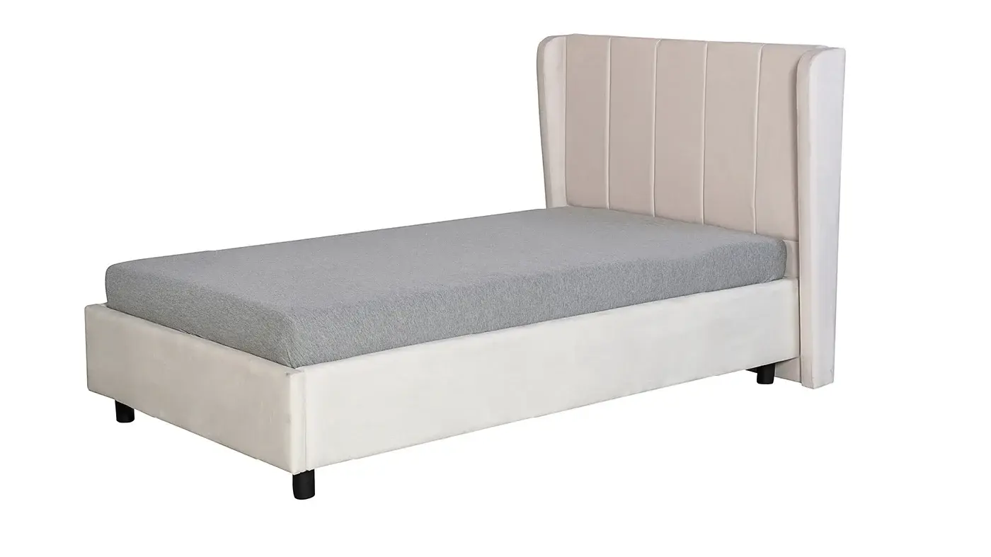 מיטת ילדים מרופדת עלמה כולל ארגז מצעים | שמנת