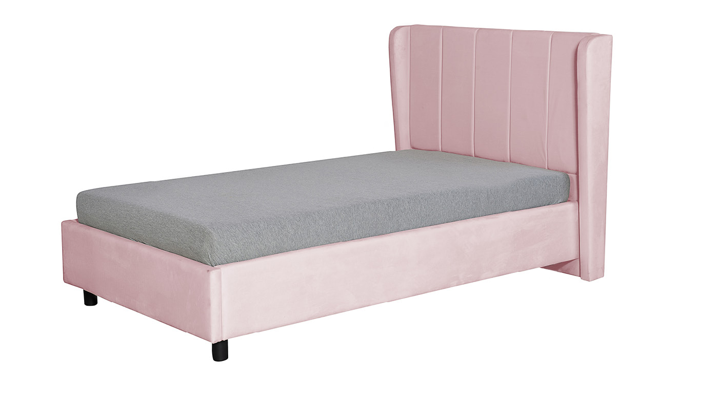 מיטה מרופדת וחצי עלמה צבע ורוד | כולל ארגז מצעים