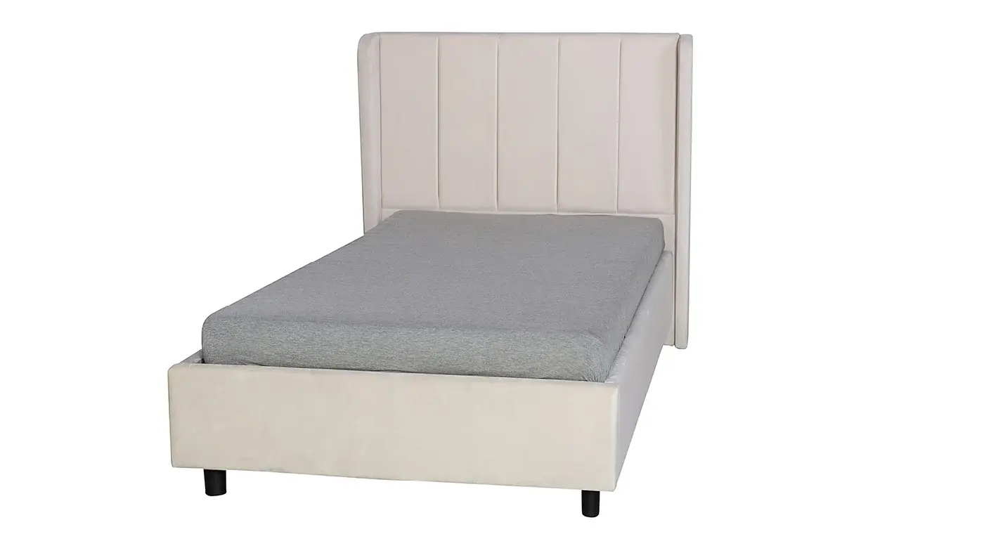 מיטת ילדים מרופדת עלמה כולל ארגז מצעים | שמנת