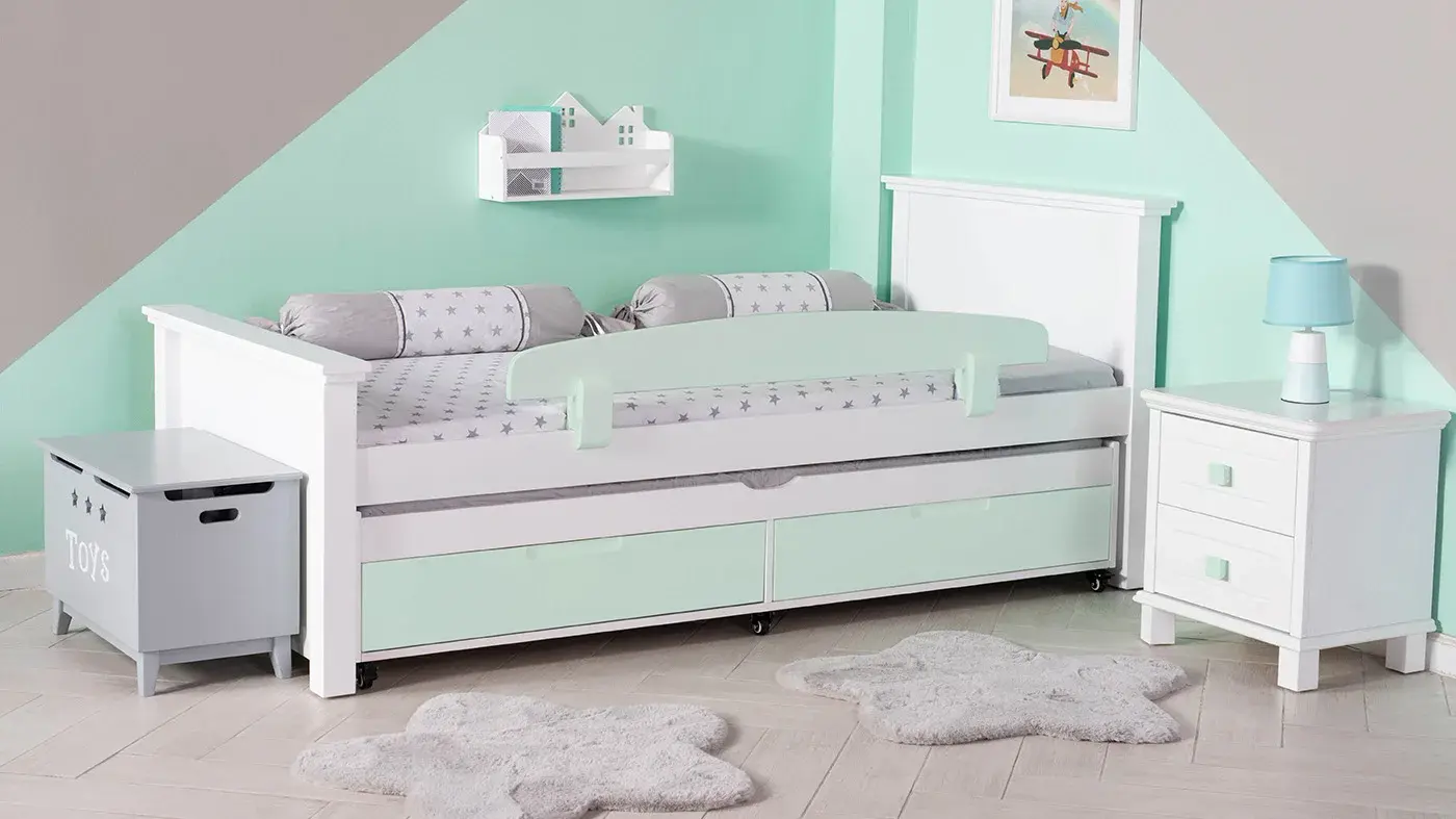 מיטת ילדים אריאל רוחב 80 ס"מ | צבע לבן אטום