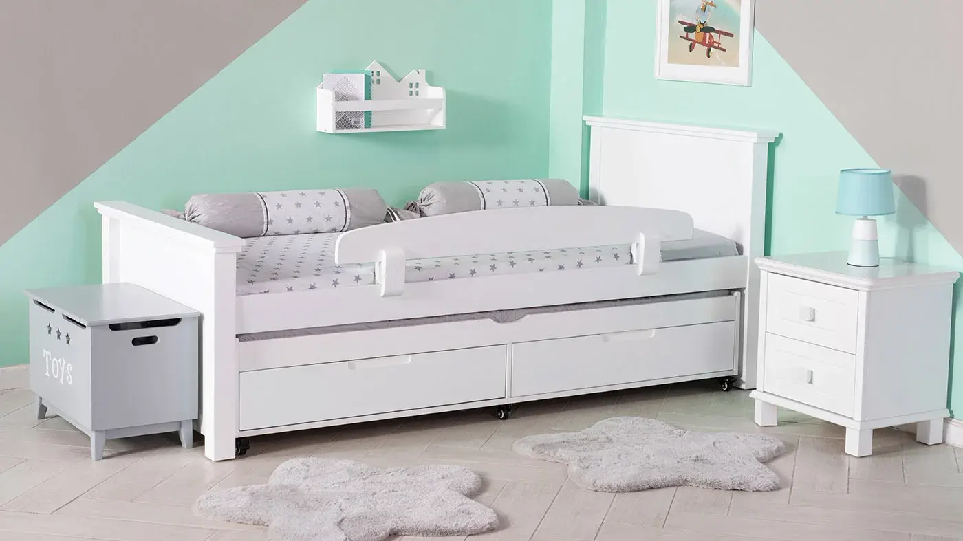 מיטת ילדים אריאל רוחב 80 ס"מ | צבע לבן אטום