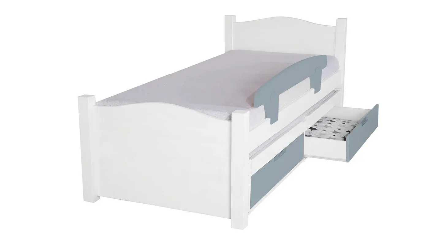 מיטת ילדים מיכל רוחב 80 ס"מ | צבע לבן אטום