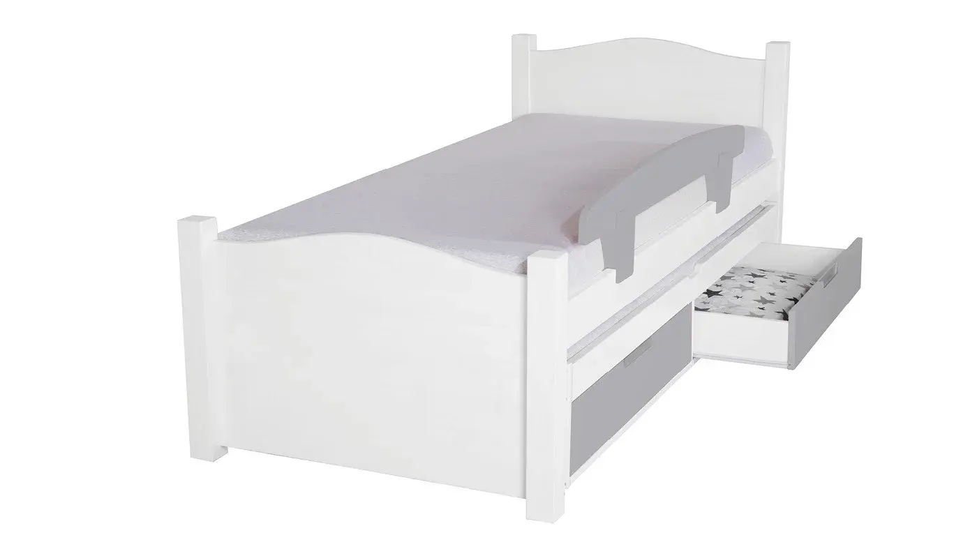 מיטת ילדים מיכל רוחב 80 ס"מ | צבע לבן אטום