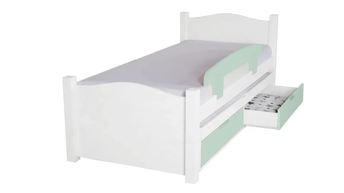 מיטת ילדים מיכל רוחב 80 ס"מ | צבע לבן אטום