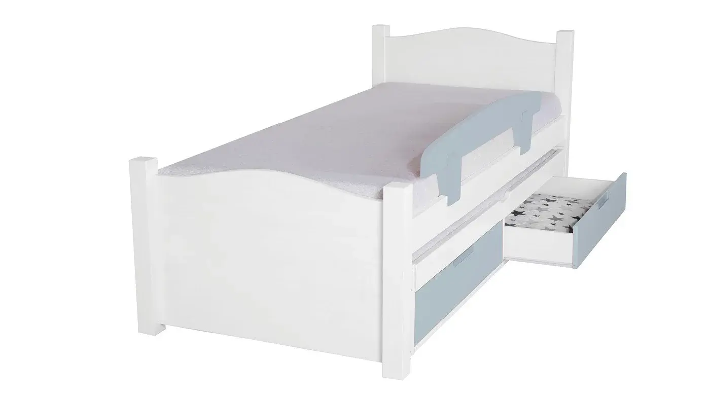 מיטת ילדים מיכל רוחב 80 ס"מ | צבע לבן אטום