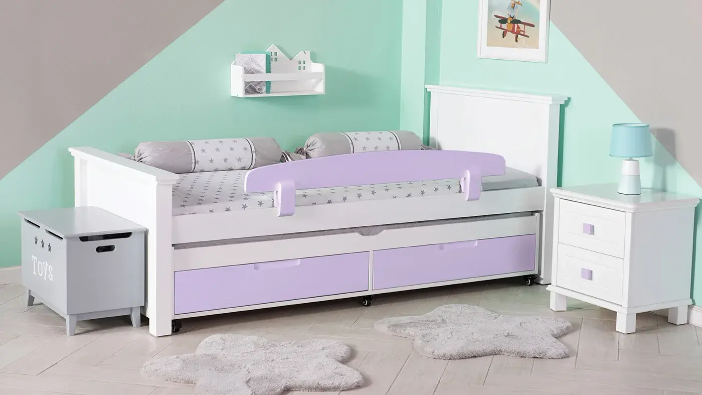 מיטת ילדים אריאל רוחב 80 ס"מ | צבע לבן אטום