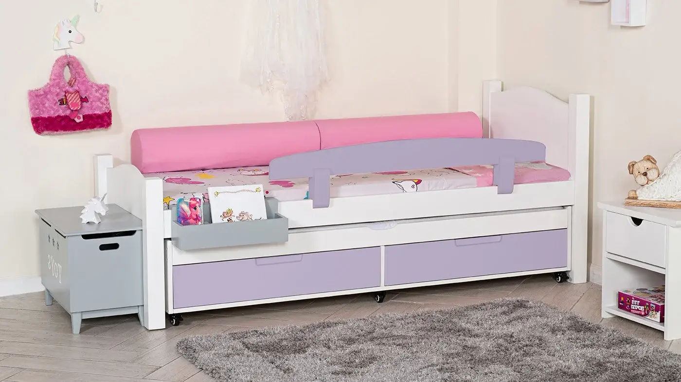 מיטת ילדים מיכל רוחב 80 ס"מ | צבע לבן אטום