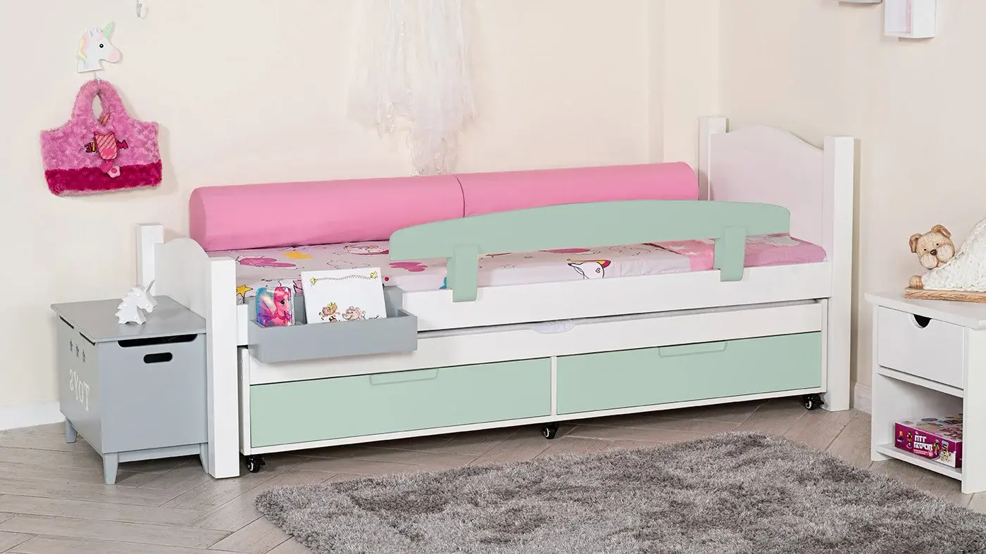 מיטת ילדים מיכל רוחב 80 ס"מ | צבע לבן אטום