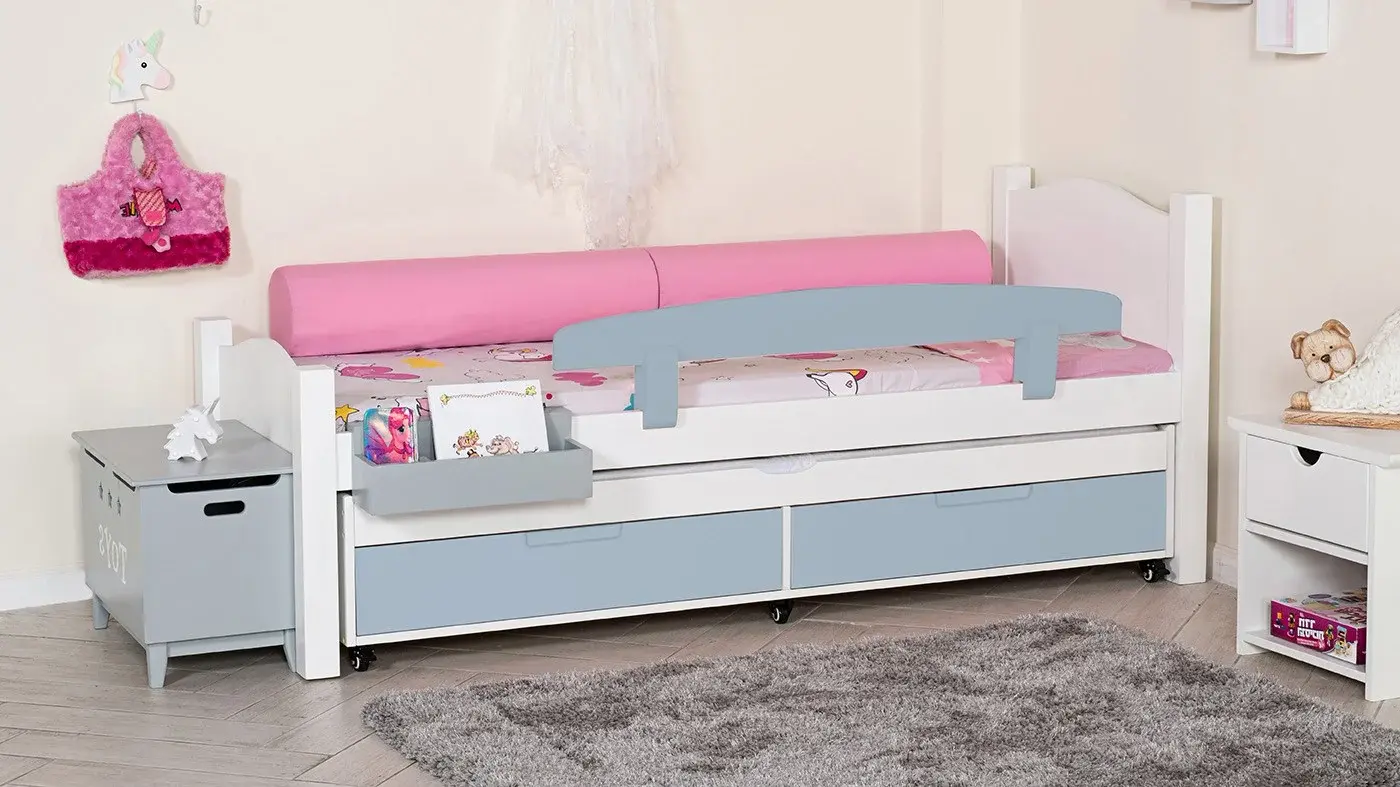 מיטת ילדים מיכל רוחב 80 ס"מ | צבע לבן אטום