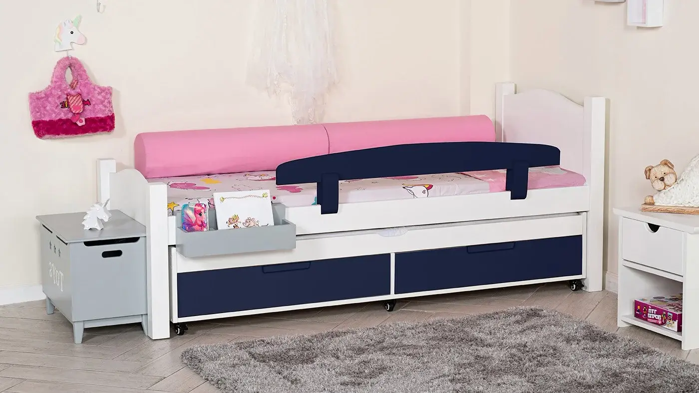 מיטת ילדים מיכל רוחב 80 ס"מ | צבע לבן אטום