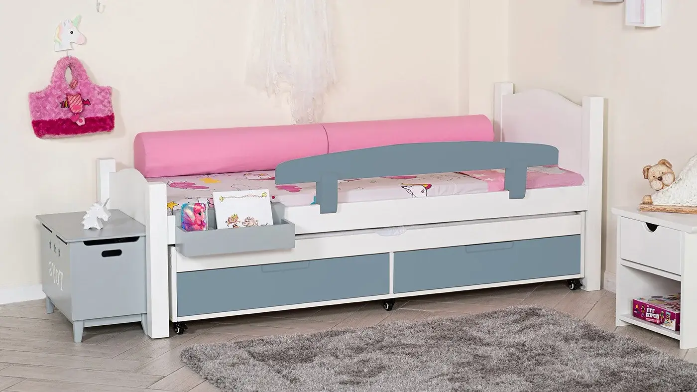 מיטת ילדים מיכל רוחב 80 ס"מ | צבע לבן אטום