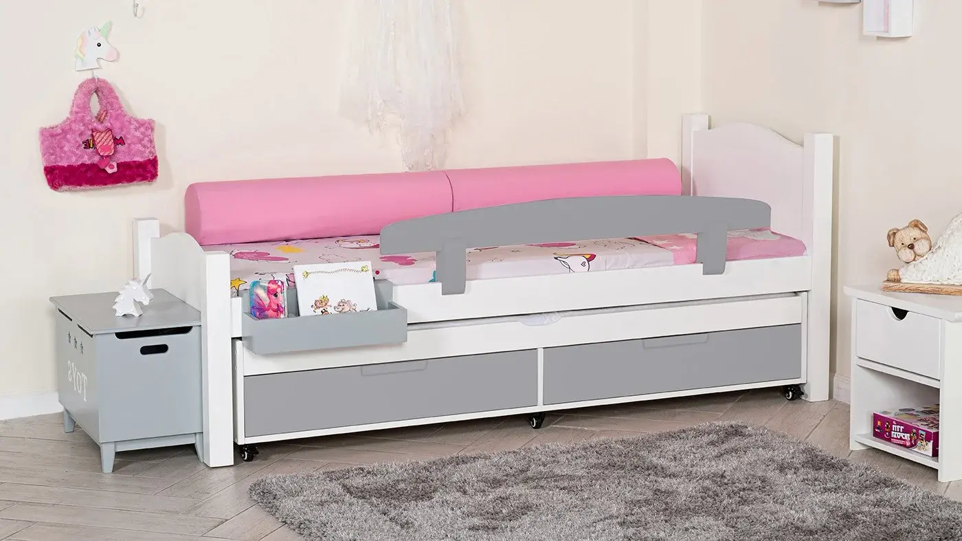 מיטת ילדים מיכל רוחב 80 ס"מ | צבע לבן אטום