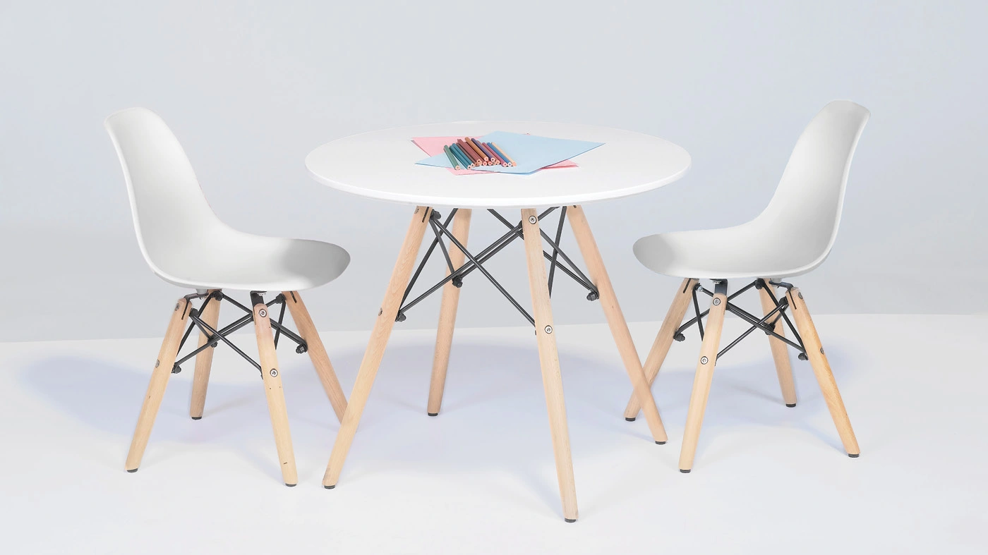 סט שולחן יצירה עגול ו-2 כסאות