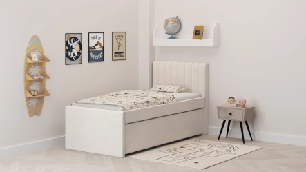 מיטת יחיד שחר שמנת