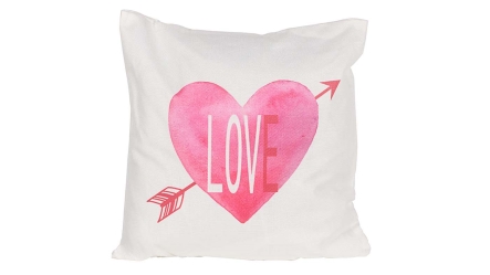 כרית נוי מודפסת לב ורוד