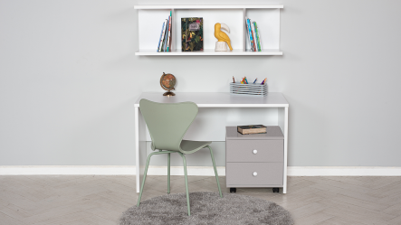 סט שולחן כתיבה ויחידת מדפים נועם | אפור בהיר