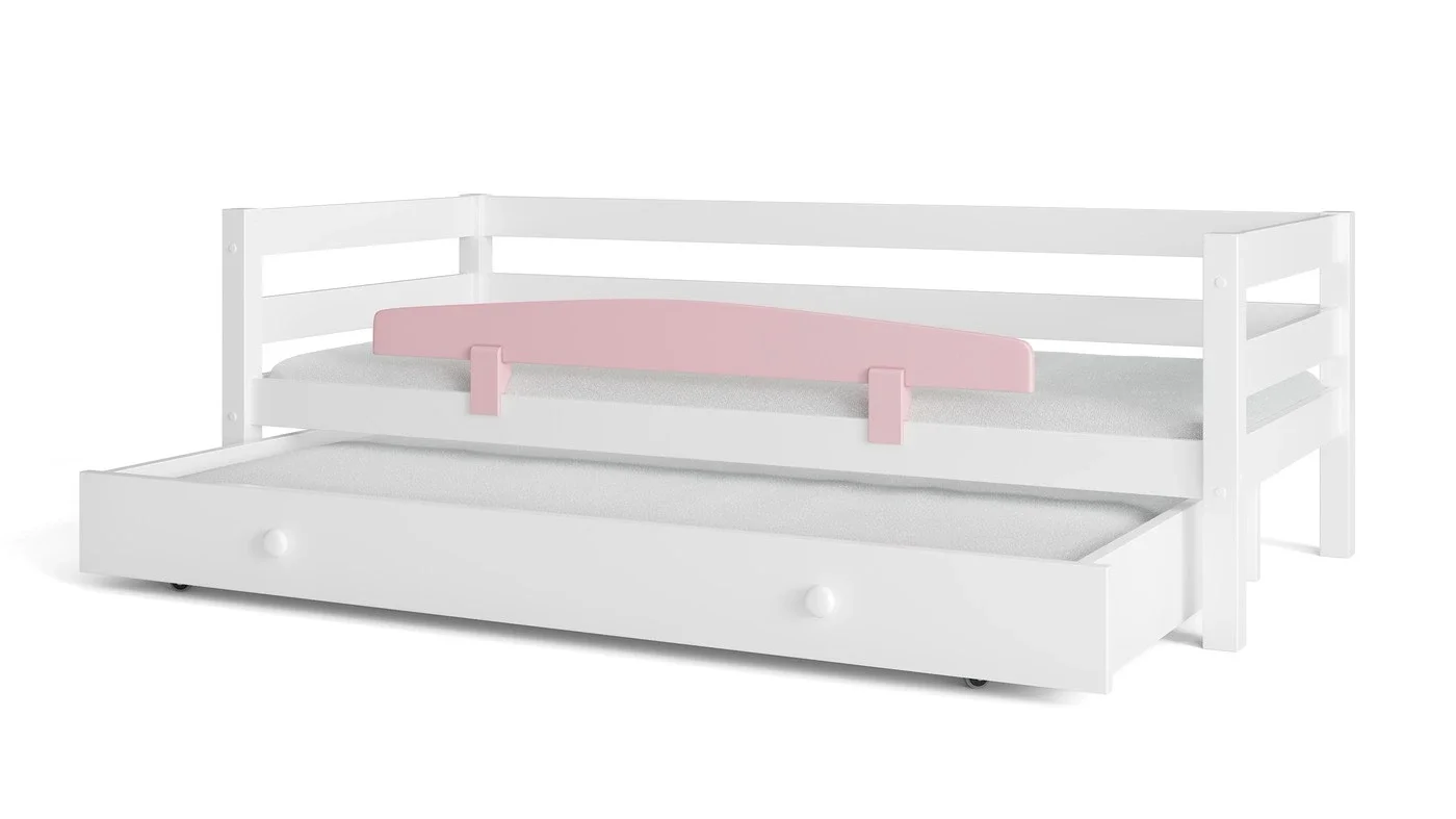 מיטת ילדים מיקה עם מיטת חבר רוחב 80 ס"מ | עם מעקה אחורי