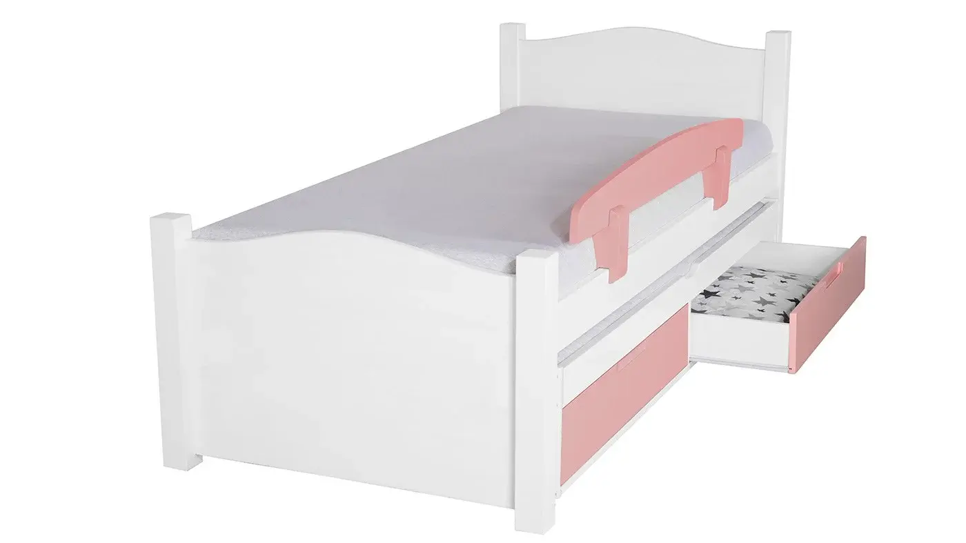 מיטת ילדים מיכל רוחב 80 ס"מ | צבע לבן אטום