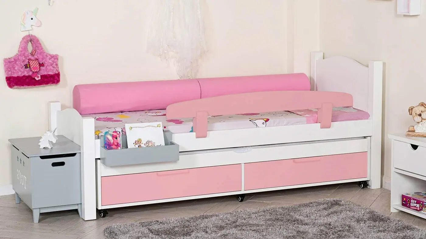 מיטת ילדים מיכל רוחב 80 ס"מ | צבע לבן אטום