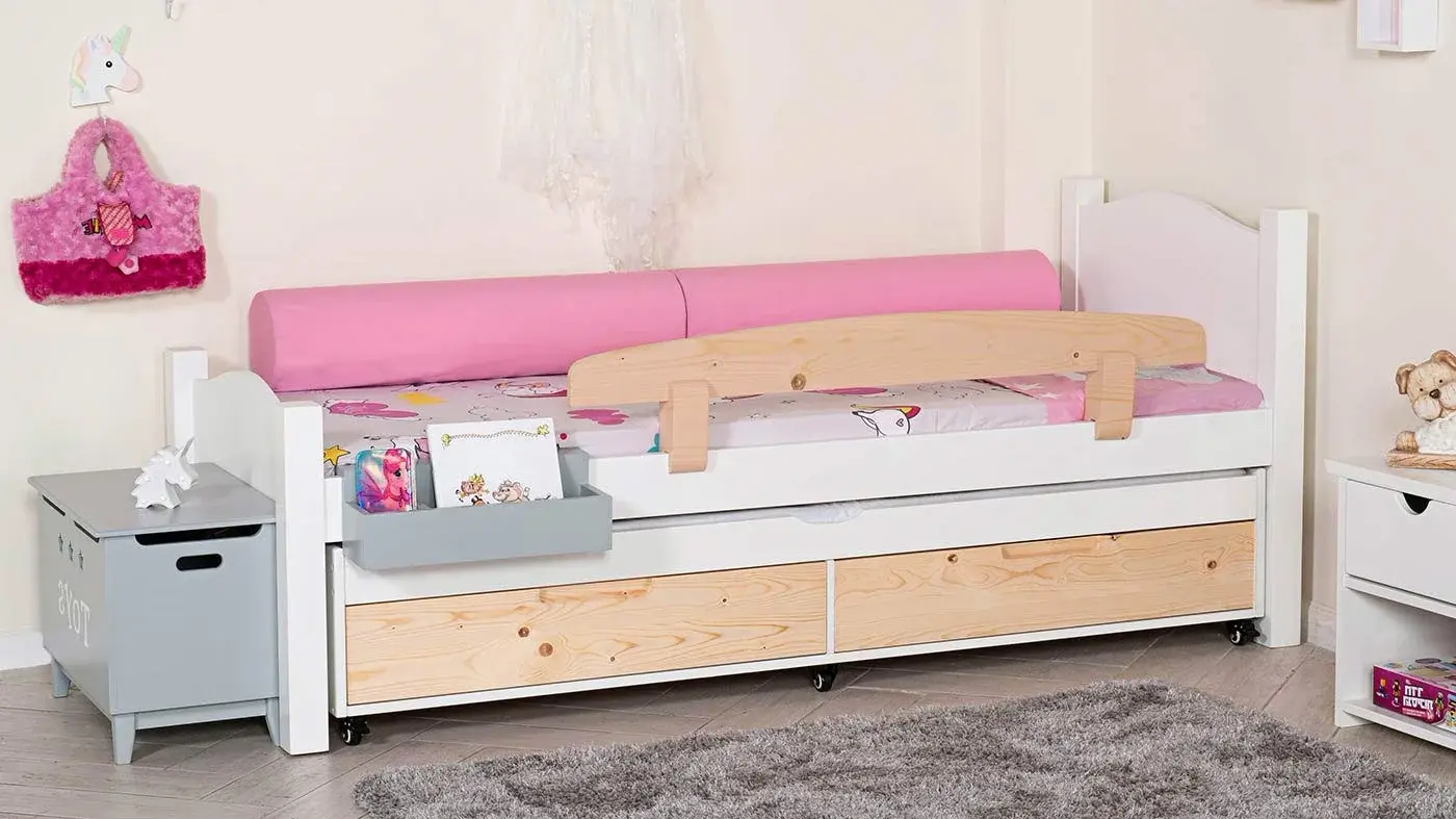 מיטת ילדים מיכל רוחב 80 ס"מ | צבע לבן אטום