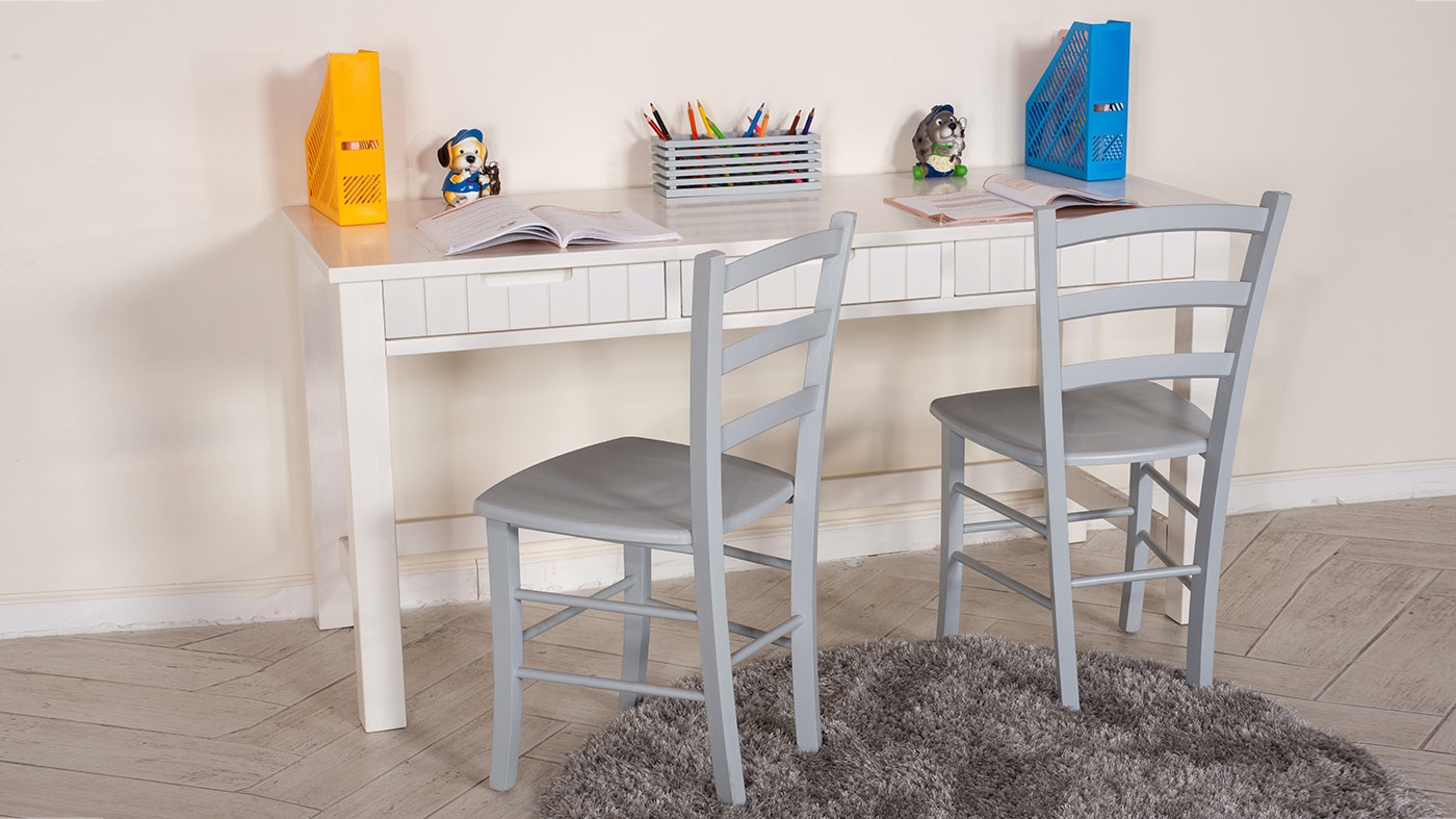 שולחן כתיבה לילדים אופיר כפול | צבע לבן אטום