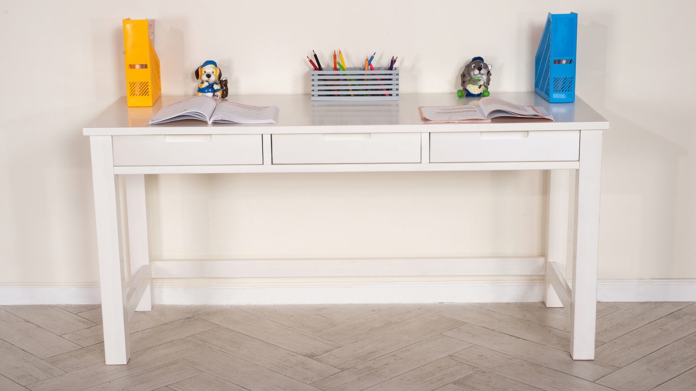 שולחן כתיבה לילדים אופיר כפול | צבע לבן אטום