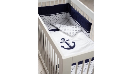 סט מצעים ומגן ראש למיטת תינוק