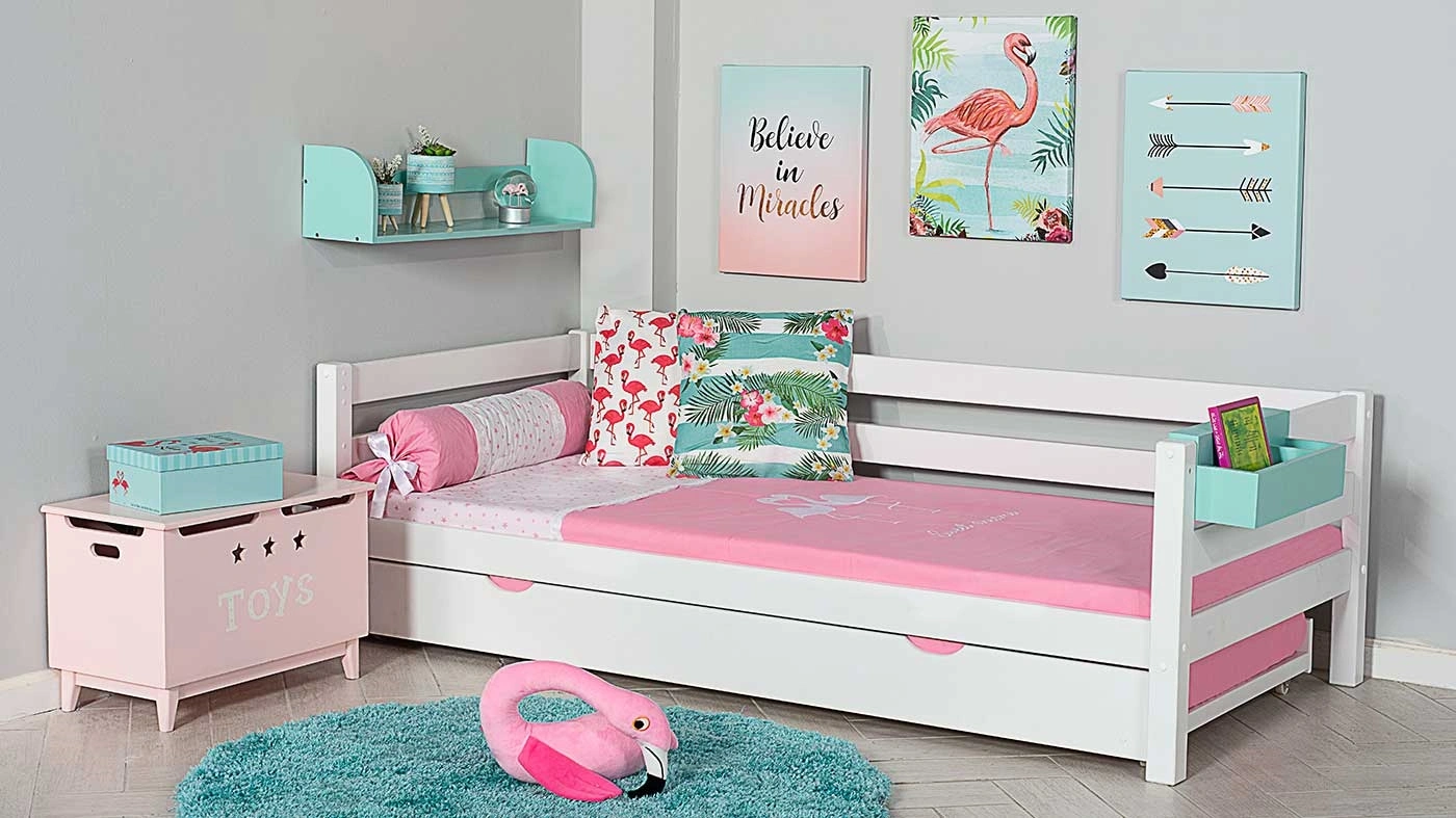 מיטת ילדים מיקה עם מיטת חבר רוחב 90 ס"מ | עם מעקה אחורי